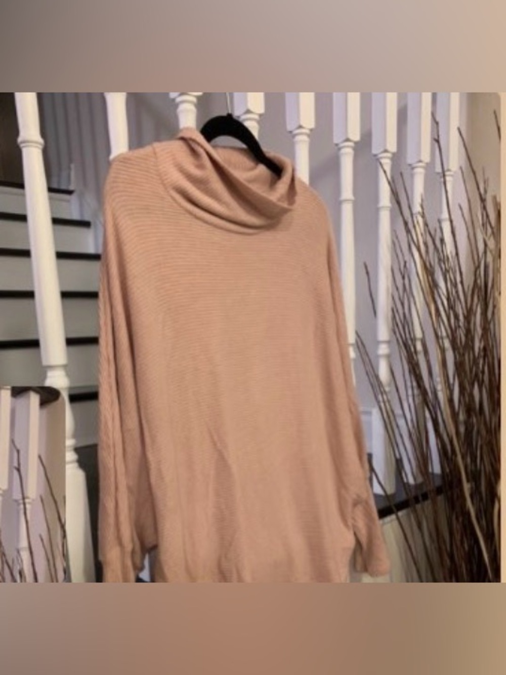 Relaxed Cowl Neck Sweater in Blush